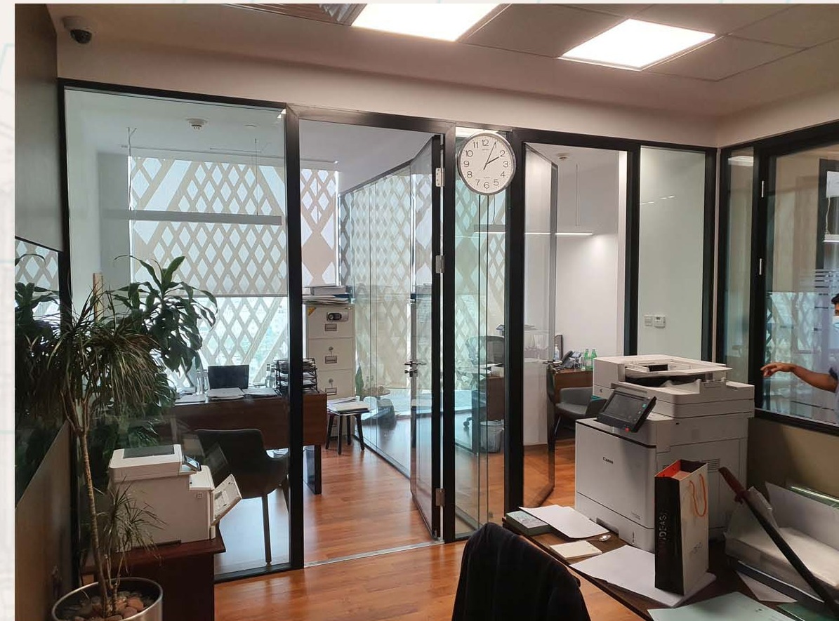 Glass office partition