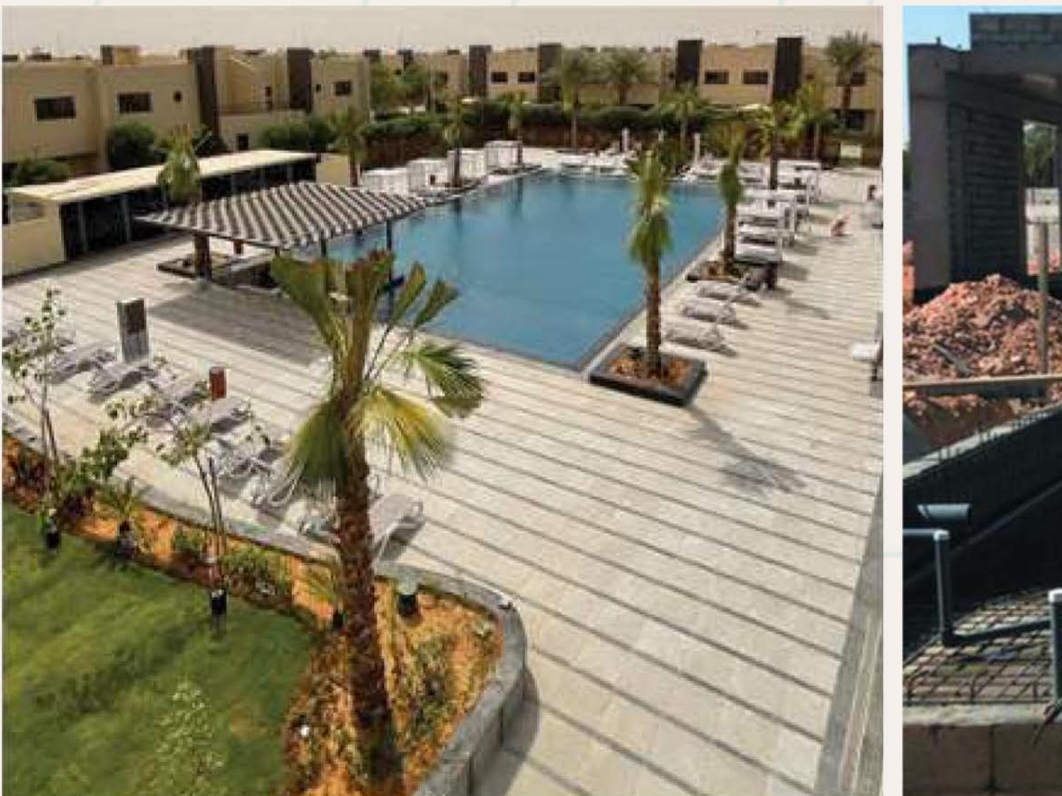 Pool deck with pergola