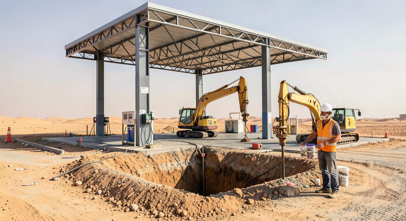 الدراسة الجيوتقنية لمشاريع محطات بترول بمختلف مناطق المملكة